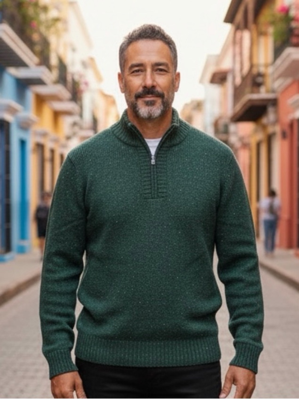 Land’s End Men's Dark Green Half-Zip Sweater